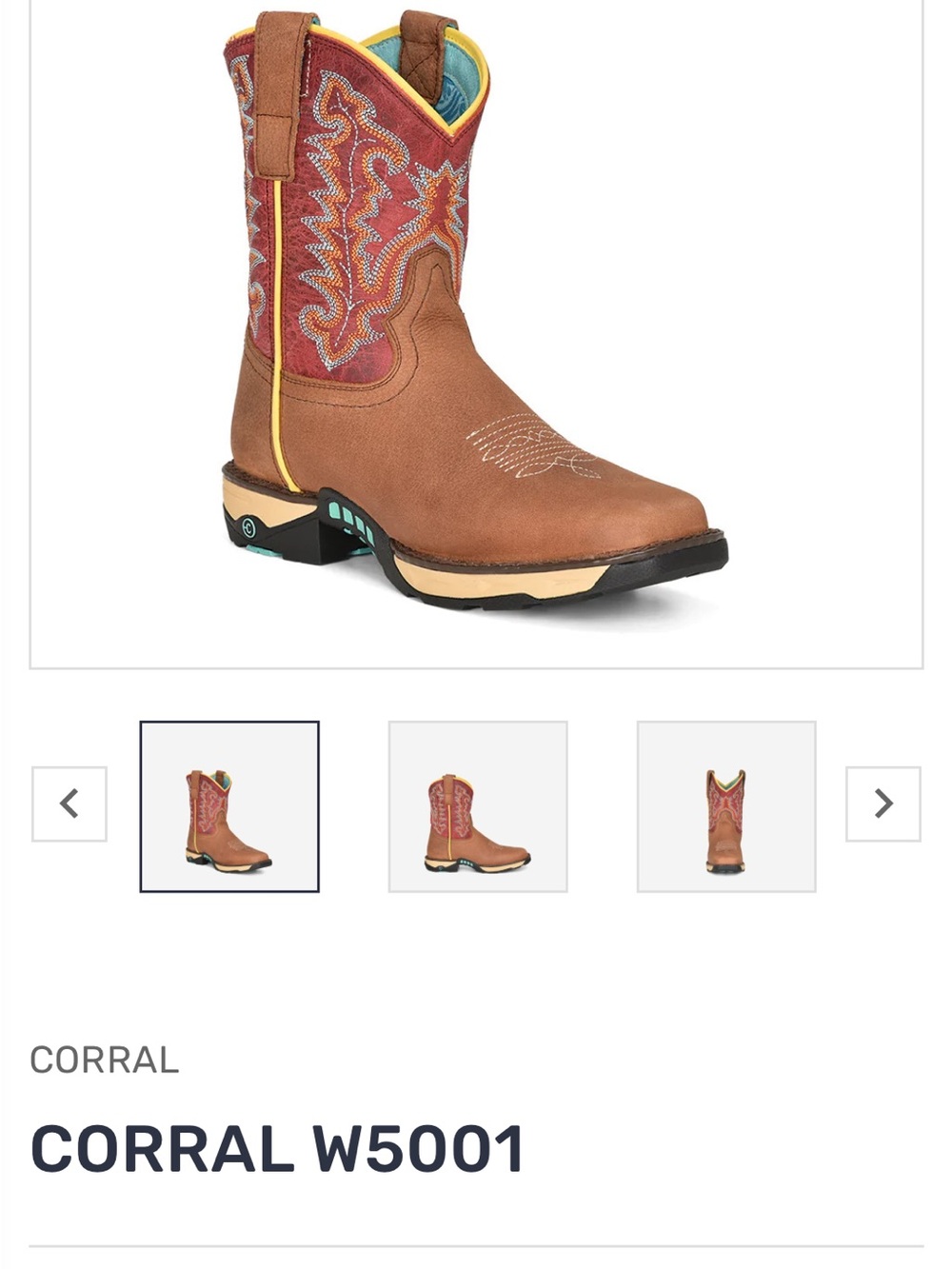 Corral Brown Leather Western Pull-On Boot with Red Embroidered Shaft